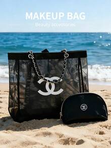 CHANEL 时尚粗花呢软羊毛亮片装饰手提包，针织设计，女士手提包 - 时尚配饰，完美搭配女士休闲时尚装扮