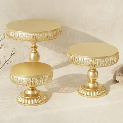 1 pezzo Vassoio da dessert semplice in ferro dorato con gambe alte, adatto per decorazione di tavolo da dessert, adatto per matrimoni, eventi, feste di compleanno, feste di vacanza