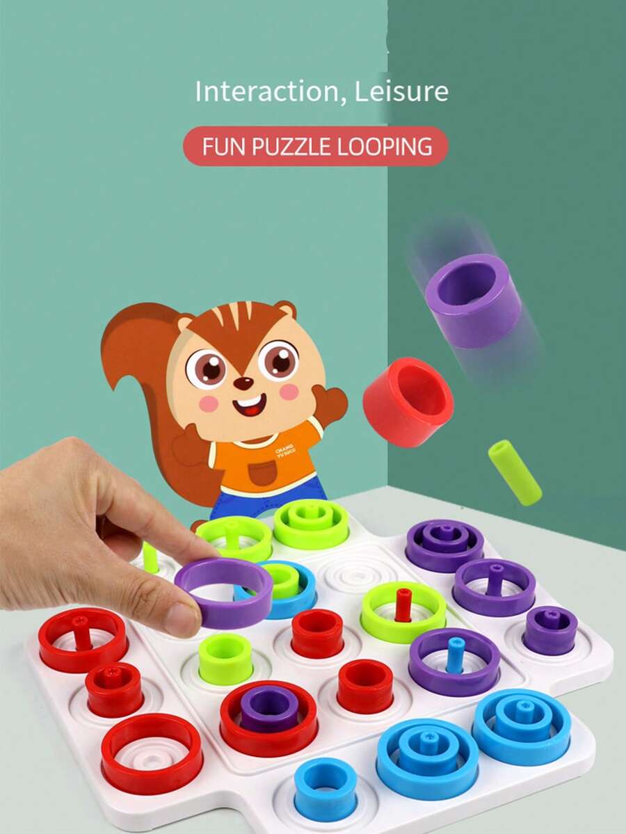 新款井字棋叠叠乐游戏，多人互动桌面挑战游戏玩具 - 彩色 - 查看 1