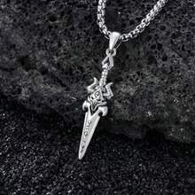 Collar espada gótica hombre plata diseño toro esqueleto serpiente colgante espada vikinga cruz amuleto - Cráneo C-Toro - Ver 5