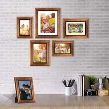 5x7 Picture Frames Set Of 4 Rustic Retro Photo Frame With HD Plastic Cover For Wall Mount And Tabletop Display Family Friends Wedding Gift - Gold - View 6