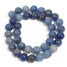 1pc Natural Stone Blue Agate Round Spacer Beads 4/6/8/10mm, Fashionable Elegant Jade Handmade DIY Beads For Bracelet, Necklace, Jewelry, Crafts, Pendants, Decorations - Blue Aventurine - View 11