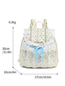 LECEY Large Capacity Fashionable & Versatile Canvas Backpack - Light Grey - View 4