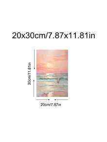 1件高品質海洋衝浪印花，極簡加州海灘藝術，粉色暮色海濱繪畫，適合臥室、客廳、宿舍，牆面藝術、牆面裝飾、家居裝飾、房間裝飾，畫布牆面藝術，海報，附框牆面藝術，可選框 - 彩色 - 查看 16