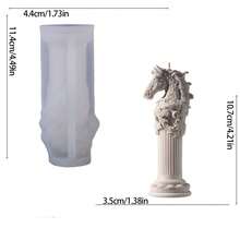 1pc Horse Totem Aroma Candle Silicone Mold, DIY Classical Horse Head Candle Mold, Embossed Roman Column Decor Mold - White - View 9