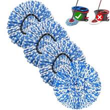 4 Pack Mop Replace Heads Compatible For OCeda, Spin Mop Refill Head Replacement For RinseClean 2-Tank System - Fluffy Microfiber, Machine Washable And Easy To Replace - Blue - 查看 1