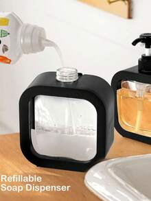 300ml-500ml Large Capacity Refillable Soap Dispenser Bottle, Reusable Bathroom Shower Gel Dispenser, Multi-Functional Cosmetic Storage Bottle, Empty Bottle, Lotion Bottle, Pump Bottle, Reusable Empty Bottle, Kitchen Dishwashing Liquid Dispenser Bottle, Shampoo Dispenser Bottle, Foaming Bottle, Foam Bottle, Dispenser Bottle, Lotion Bottle, Pump Foaming Bottle - Multicolor - View 6