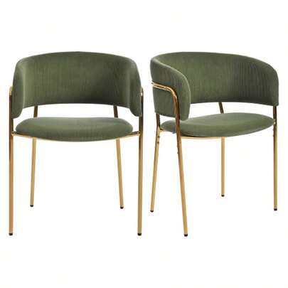 2 Modern Chairs With Angled Legs, Adjustable Feet And Corduroy Fabric, Ideal For Living Rooms, Open Offices, Dining Rooms