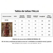 Nuevo vestido corto casual 202X Primavera estilo Occidental | Estampado a cuadros retro, manga larga, holgado - Rojo - Ver 5