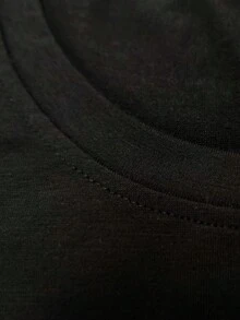 Men Oversized Tall Vintage T-Shirt Loose Fit Slogan Print Round Neck Casual Shirt Comfortable Tee With Slogans Machine Washable For Casual Attire - 黑色 - 查看 6