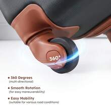 6件套行李箱套装，16/20/24/28英寸行李箱，ABS硬壳拉杆箱+2个旅行包，适合家庭度假、商务旅行、返校季和周末短途旅行。旅行包、行李箱、衣物收纳、邮轮旅行必备、度假必备。 - 黑棕色 - 查看 7