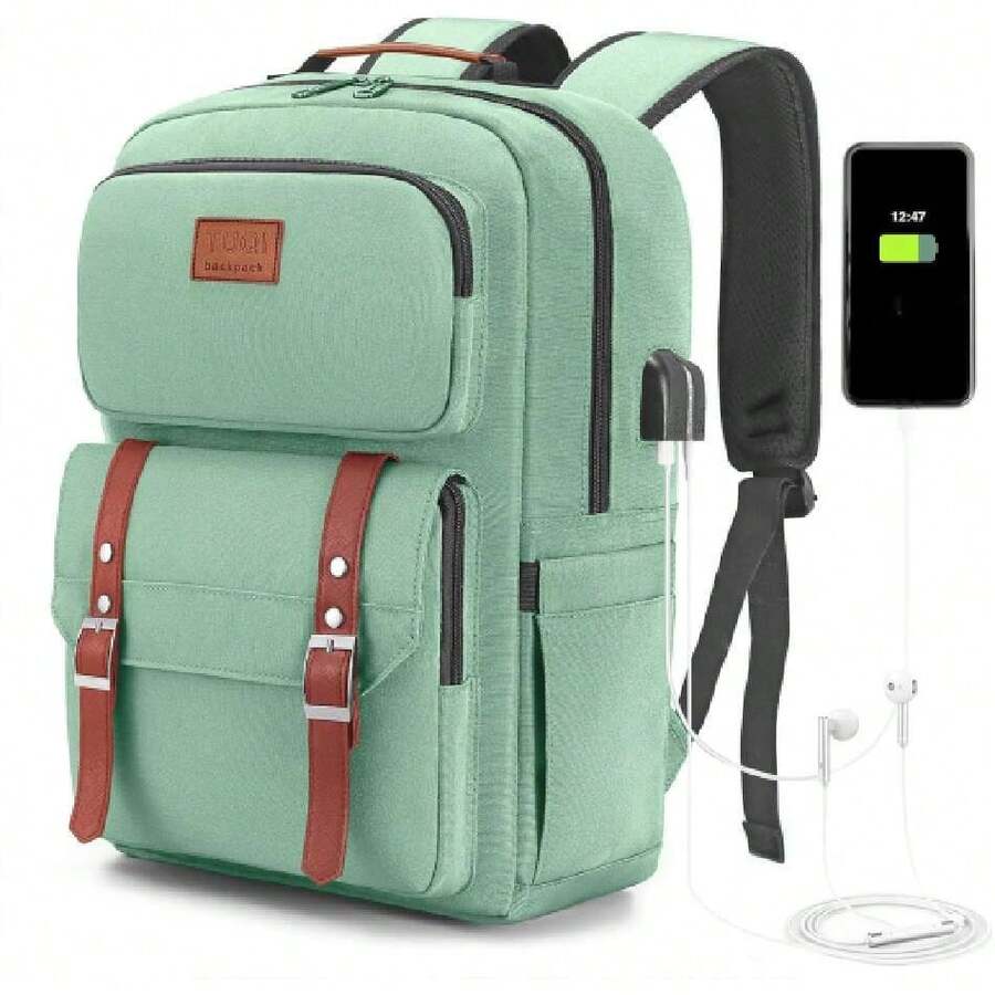 Mochila para Laptop portátil,Mochila de viaje,mochila de tipo casual para hombres y mujeres,impermeable y la tela durable con bolsillos multifuncionales, para el viaje,negocios,etc.,39826755 - Blanco y Negro - Ver 1