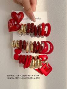 1-10 Pairs Random Heart & Vintage Coin Acrylic Exaggerated Fashion Earrings Set, Blind Box Combination, Gift For Women On Mother's Day, Valentine's Day, Christmas, New Year, Daily Wear