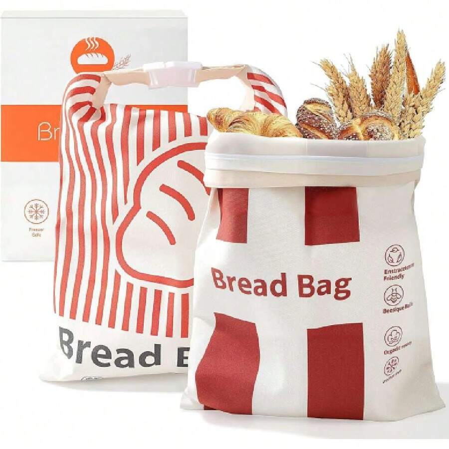 Beeswax Bread Bag - Used For Homemade Sourdough Bread. Reusable And Easy To Clean, 2 Packs Of 17x13 Inches, Cotton Storage Bread Bag, Can Be Frozen And Kept Fresh For Several Days,39848867 - 彩色 - 查看 1