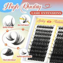 Spiky Volume Lash Clusters 300Pcs D Curl 10-18mm DIY Manga Lashes - Fluffy & Thick Individual Eyelash Extensions - Cactus Bloom - View 4
