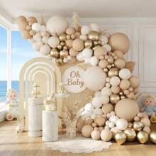 Sand White Gold Balloons Garland Arch Kit-102pcs Cream White Metallic Gold Nude Balloons For Boho Neutral Baby Shower Bridal Wedding Birthday Engagement Anniversary Decoration - 彩色 - 查看 8