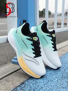 Men's Lightweight & Fashionable Sneakers - Comfortable, Non-Slip, Breathable. Shock-Absorbing Running Shoes, Lace-Up Tennis Shoes, Lightweight Breathable Soft-Sole Casual Shoes, Gradient Color Design, Low-Top MD Outsole, Suitable For All-Day Wear