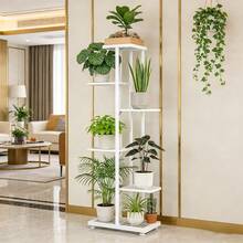 SHENGMAO--1/2/4/5/6-7Tier Plant Stand, Iron Flower Stand,Heavy-Duty Metal Frame, Metal Flower Stand, High-Angle Multi-Tier Plant Rack, Indoor/Outdoor Flower Pot Display Stand. Crafted From Iron With A Sleek, Minimalist Design For Easy Disassembly. This Versatile Stand Fits Seamlessly In Living Rooms, Entryways, Offices, Or Outdoor Patios And Gardens. Available In Multiple Colors. - 6層白色 - 查看 7