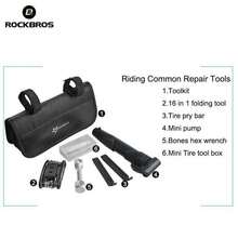 ROCKBROS 14件套自行车维修工具套装，包括气泵、六角扳手和轮胎修理工具 - 黑色 - 查看 1