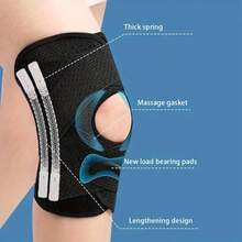 Adjustable Knee Brace And Patella Pad, Unisex, Thickened Spring Bar Joint Protection - Black - View 1