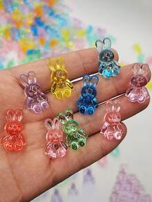 Acrylic Easter Bunny Figurine, Transparent Acrylic Decor, Multi-Color Mini Bunny Doll House Ornaments, Easter Desktop Decoration - Multicolor - View 4