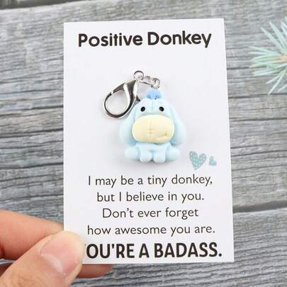 1 Stück/2 Stücke süßer Esel Schlüsselanhänger, positive Energie Tier, geeignet als Ermutigungsgeschenk für Familie, beste Freunde, Kollegen, Eltern - Geburtstag, Valentinstag, Ruhestand, Abschluss, Abschied und mehr, unisex