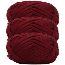 Lawkeman 3 peças/300g Fio de Camiseta de Poliéster de Alta Qualidade, Fio de Crochê e Tricô, Fio Grosso de Poliéster Macio e Elástico, 30m/100g por Rolo - Ideal para Projetos DIY, Chinelos, Cestas, Tiras de Tecido, Sacolas Artesanais Tecidas à Mão, Brinquedos, Sapatos, Tapetes, Cestas de Armazenamento - Multicolorido - Visão 40