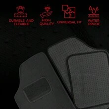 Universal Car Or Van Floor Mats 4PC Set Non Slip Carpet With Black Edging - Black - View 6