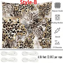1件装2D数码印花遮阳布，5种不同的抽象豹纹图案，特点包括：印花图案、防风、可拆卸、轻便、半遮阳、防尘、耐用、露营装备、露营必备品 - 彩色 - 查看 3