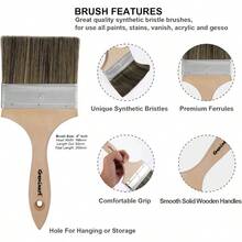 Double Thick Chip Paint Brush, 6 Pack, 4 Inch/ 100mm Stain Brushes Painting Walls And Fence Staining, Wooden Handle Masonry Paintbrush Varnish, Paste, Gesso And Limewash - 100mm/4" - 6pc - View 5