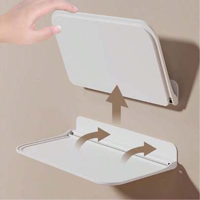 1pc Foldable Wall Mount Shelf, Multi-Function Bathroom Bedroom Dorm Bedside Storage Rack For Phone Remote Control Box