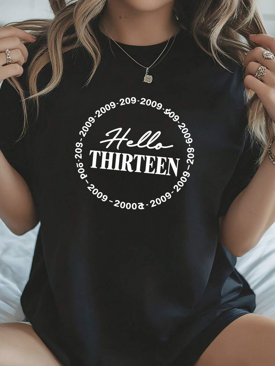Hello Thirteen Est 2012 Shirt, Thirteenth Birthday-2 - 黑色3 - 查看 1