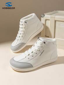 HOBIBEAR New Men's Sports Shoes, High-Top Leather Upper Wide Toe Barefoot Shoes, Fashionable Minimalist Slip-On - Light Grey - View 1