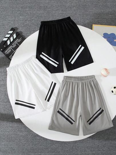 3 st/pack pojkars sportshorts, avslappnade lätta mesh-basketshorts, lämpliga för vardagsbruk, löpning, fotboll, åldrar 4-12