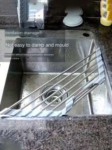 1pc Foldable Triangular Dish Rack - Space-Saving Corner Sink Organizer - Dish Drying Rack With Drainage Function For Small Kitchen, RV And Dorm - Multicolor - View 8