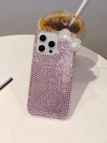 Funda protectora de teléfono con diamantes de imitación, lentejuelas y borde de strass de lujo compatible con iPhone 17 Pro Max/16 Plus/XS Max/7G - Rosa - Ver 2