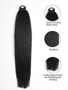 Kid's Ombre Ponytail Hair Extensions, 2 Packs Synthetic Straight Braiding Hair With Tinsel, Elastic Band Jumbo Braid Ponytail For All Occasions, 26-Inch - Multicolor - View 5