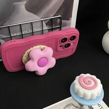1pc New Flower & Puppy Peach Design MagSafe Magnetic Phone Holder, Strong Suction, Adjustable Desktop Air Cushion - Multicolor - View 5