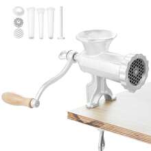 Manual Meat Grinder, Heavy Duty Cast Iron Hand Meat Grinder With Steel Table Clamp, Meat Mincer Sausage Maker With 1 Cutting Blade, 2 Cutting Plates, 3 Sausage Tubes For Beef Pepper Mushroom - Silver - View 8
