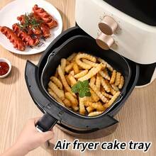 1pc Non-Stick Stainless Steel Air Fryer Baking Tray Basket - Suitable For Various Foods Like Pizza And Cakes, Dishwasher , Easy For Holiday Cooking Like Thanksgiving And Christmas - Black - View 7
