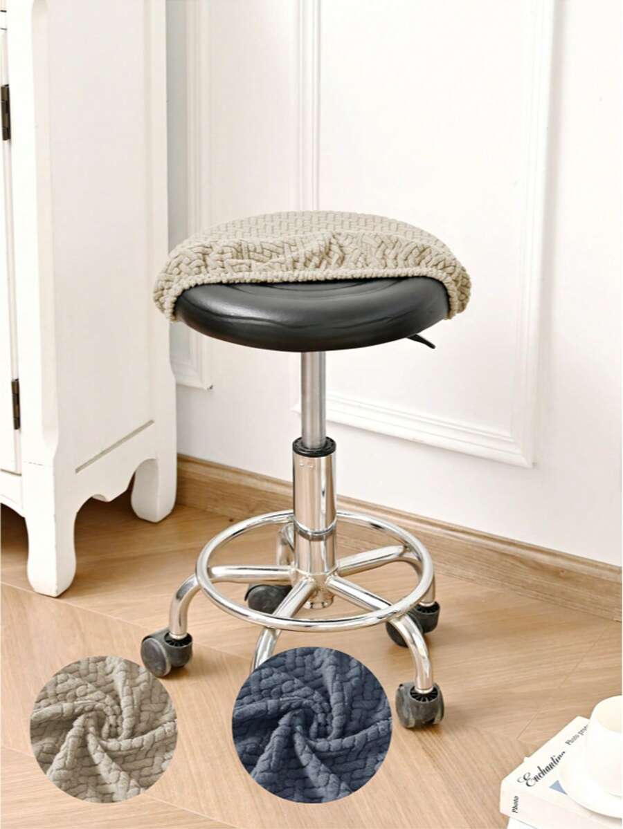 1件/4件装弹性防滑圆形凳套，适用于可调节滚轮圆形凳、家用化妆椅、办公椅软垫套 - 彩色 - 查看 1