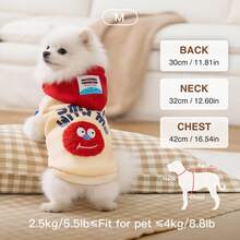 1pc Cute Dog & Cat Hoodie, Red Holiday Pullover Sweatshirt, Suitable For Christmas And Holiday Wear, Warm And Comfortable, Fit For Small, Medium And Large Pets, Indoor/Outdoor Photo Outfit Gift, New Year Pet Hooded Sweatshirt - Multicolor - View 8
