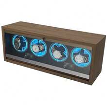 CYPNEnrollador Automático de Relojes Madera de Nogal Negro Almohada de Espuma Viscoelástica Motor Silencioso 4 Posiciones de Reloj GREYFashion - 219302756 - Ver 7