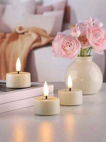 6支装电子茶蜡，无焰LED蜡烛灯，电池供电，象牙色无焰蜡茶蜡，适用于生日派对、婚礼装饰、家居装饰、节日装饰、复活节礼物、毕业典礼、蜡烛加热器、礼品、桌面装饰仿真蜡烛 - 彩色 - 查看 3