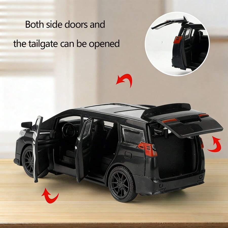 1:32 Alphard Model Car, MPV Business Vehicle, 3 Openable Doors, Inertial Driving, Holiday Gift - Multicolor - View 1