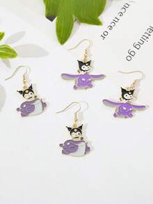 A Cartoon Kuromi Alloy Drip Oil Earring With Sanrio Jewelry, Fresh And Sweet - Multicolor - View 2