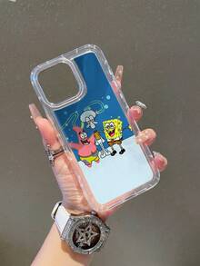 1pc Cartoon Funny SpongeBob Squarepants - Octopus Plankton Playing Pattern Shock-Proof Perforated Phone Case Cover Compatible With Samsung/Apple 17/16/15/14/13/12/11 Pro Max/12 Pro/14 Plus Etc. - Multicolor - View 4