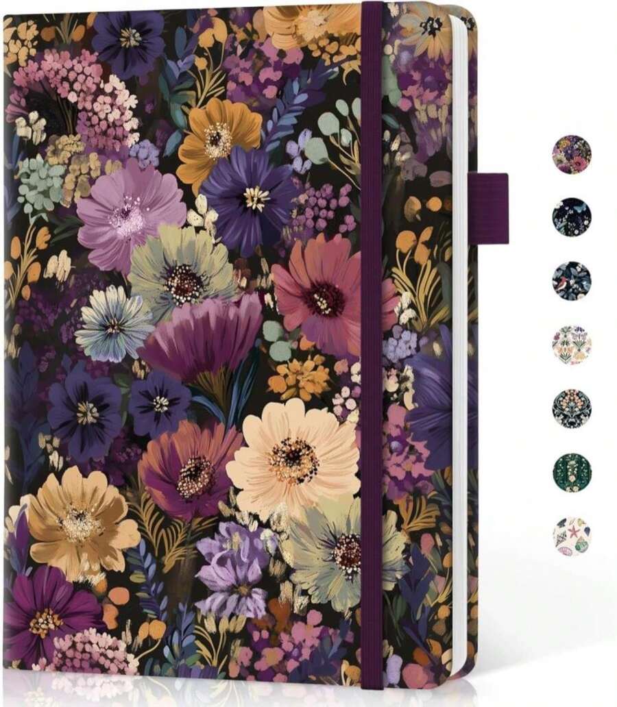 Blank Journal Notebook For Women &Amp; Men, Hardcover Leather Journal For Writing, Sketch Book, A5 Plain Paper Notebook For Drawing &Amp; Sketching, , Perfect For Office School Home Supplies, Patchwork Floral - MàuF - Xem 1