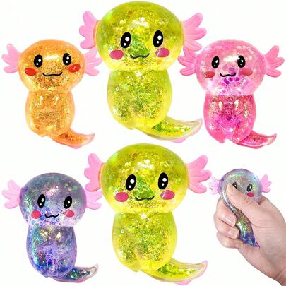 1/4/10pcs Glitter Stress Relief Bionic Salamander Toys, Tabba Squeeze Sensory Salamander Toys, Salamander Squeeze Candy Stress Ball Toys, Suitable For Adults And Children, Party And Birthday Gifts