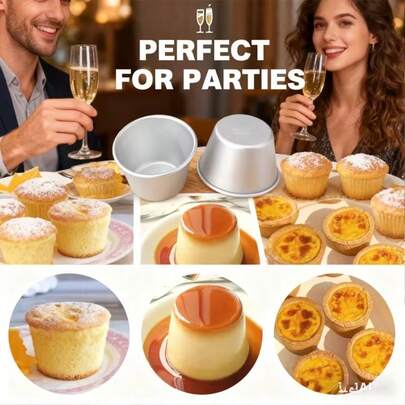 1pc/5pcs/10pcs Aluminum Pudding Cups, Chocolate Dessert Cups, Paper Cupcake Liners, Muffin Baking Pans. Reusable, Durable, Easy To Clean. Ideal For New Year, Thanksgiving And Christmas Baking.